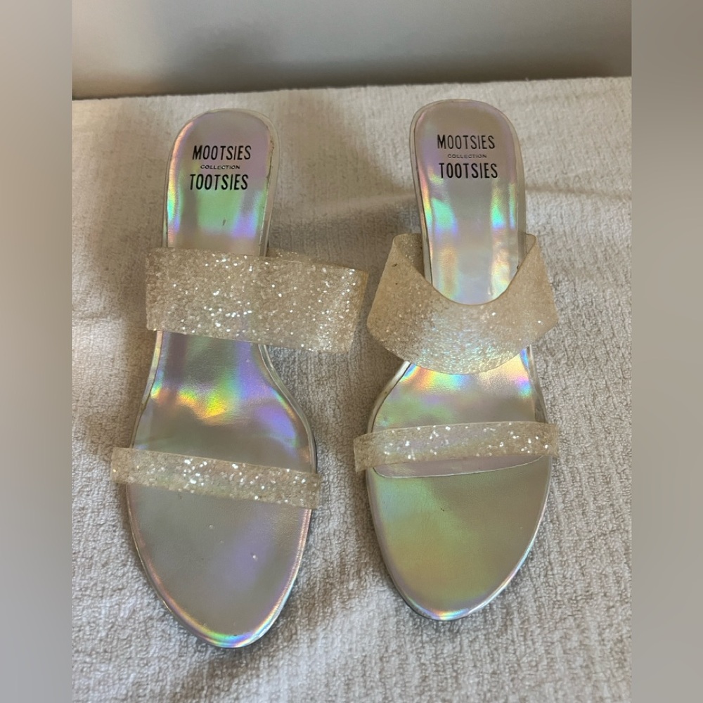 Mootsies Tootsies Clear sparkly strappy Heels size 9 1/2